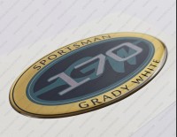 Grady White 170 Sportsman Raised Domed 3D Decal 5" x 2.7" 1pcs.